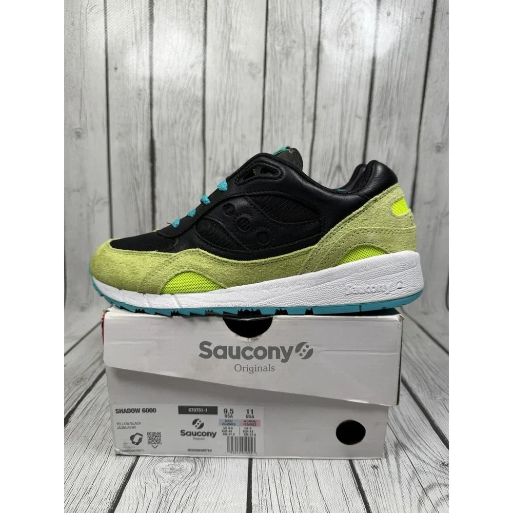Saucony Shadow 6000 Split Black Lime Green Teal Men's Size 9.5 S70751-1
